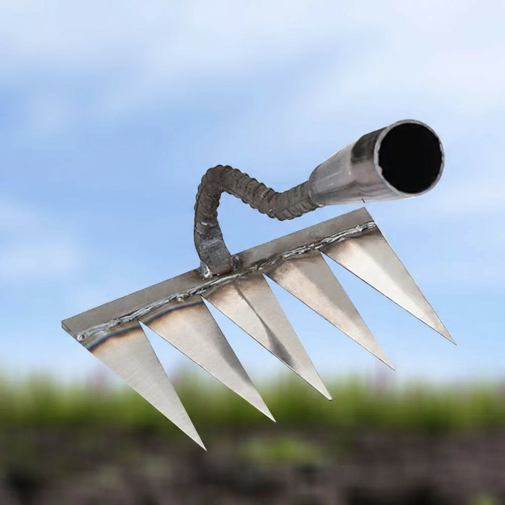 Hand Weeding Rake with Carbon Steel Tines and Soft Grip Handle