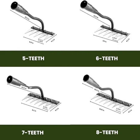 Hand Weeding Rake with Carbon Steel Tines and Soft Grip Handle