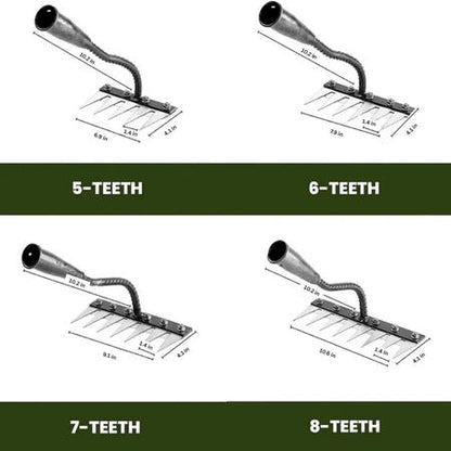 Hand Weeding Rake with Carbon Steel Tines and Soft Grip Handle