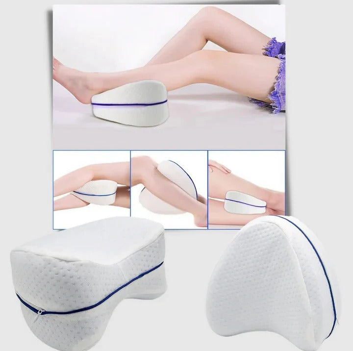 Contoured Memory Foam Leg Pillow with Breathable Cover and Machine Washable Design