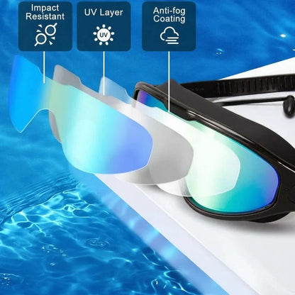 Swimming Goggles with Anti-Fog Polycarbonate Lens and Soft Silicone Gaskets