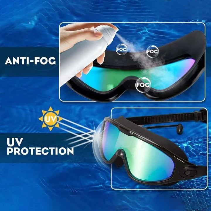 Swimming Goggles with Anti-Fog Polycarbonate Lens and Soft Silicone Gaskets