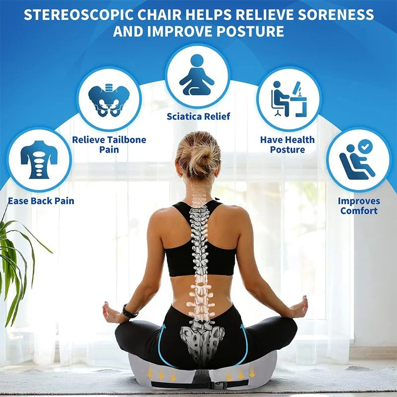 Ergonomic Seat Cushion with Memory Foam and Adjustable Straps for Office Chairs