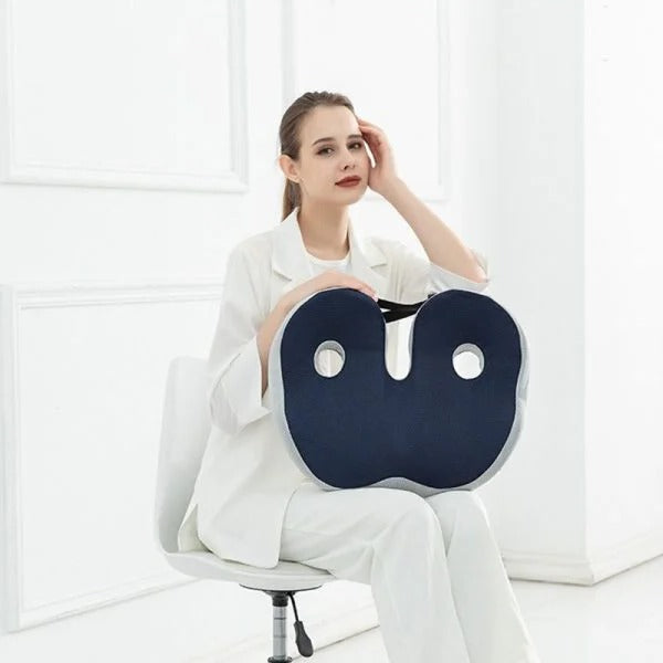 Ergonomic Seat Cushion with Memory Foam and Adjustable Straps for Office Chairs