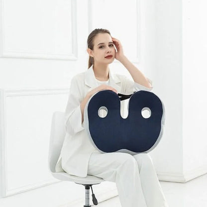 Ergonomic Seat Cushion with Memory Foam and Adjustable Straps for Office Chairs
