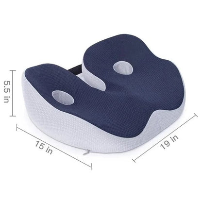 Ergonomic Seat Cushion with Memory Foam and Adjustable Straps for Office Chairs