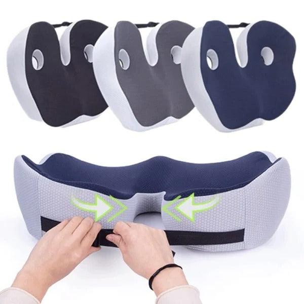 Ergonomic Seat Cushion with Memory Foam and Adjustable Straps for Office Chairs
