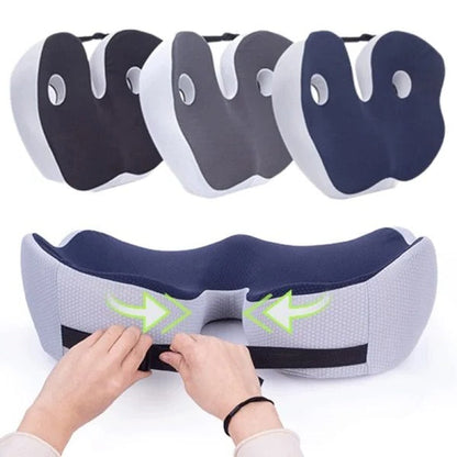 Ergonomic Seat Cushion with Memory Foam and Adjustable Straps for Office Chairs
