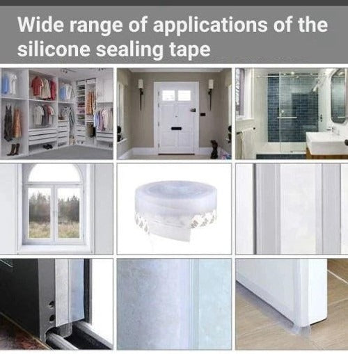 Transparent Door and Window Seal Strip with Self-Adhesive Backing, 196.85 Inches