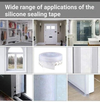 Transparent Door and Window Seal Strip with Self-Adhesive Backing, 196.85 Inches