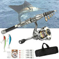 Telescopic Fishing Rod Kit with Spinning Reel and Tackle Bag, 5.9ft Carbon Fiber
