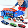 Transforming Dinosaur Truck with Dual Racing Tracks and Car Storage