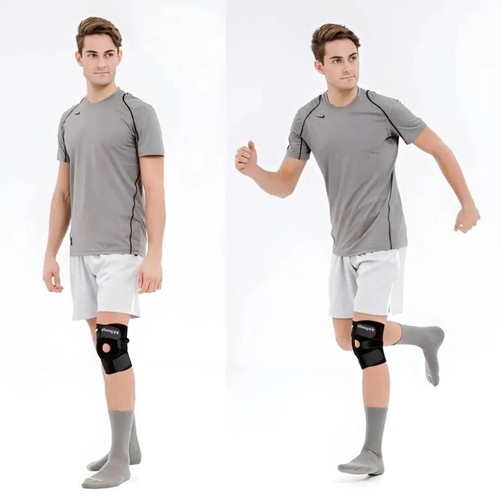 Adjustable Knee Brace with Compression and Side Stabilizers for Injury Recovery