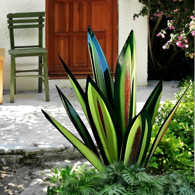 Metal Agave Plant with Rust Finish and Weather Resistant Coating