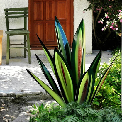 Metal Agave Plant with Rust Finish and Weather Resistant Coating