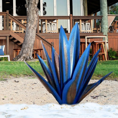 Metal Agave Plant with Rust Finish and Weather Resistant Coating