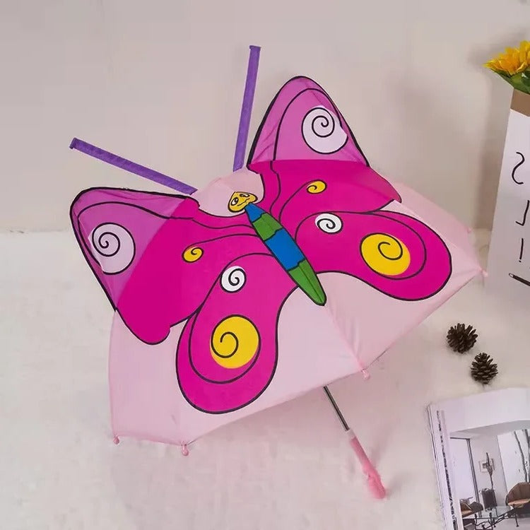 Lightweight Kids Umbrella with Rainbow Canopy and Manual Push Operation
