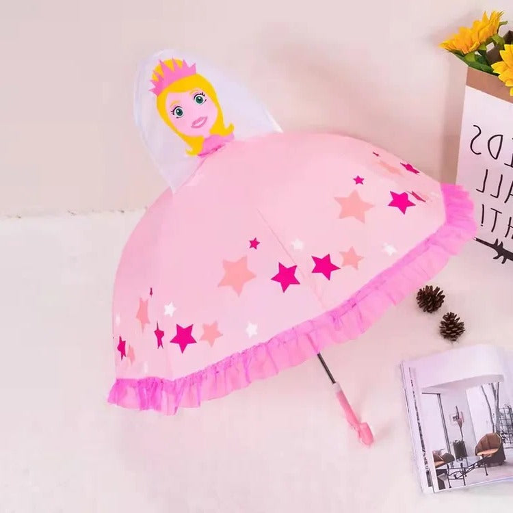 Lightweight Kids Umbrella with Rainbow Canopy and Manual Push Operation