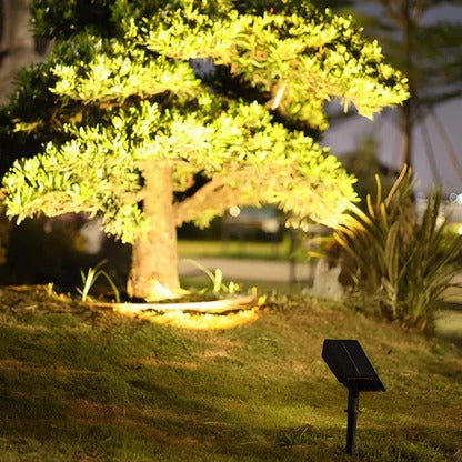 Outdoor Solar Spotlight with Adjustable Zoom Lens and RGB Color Modes