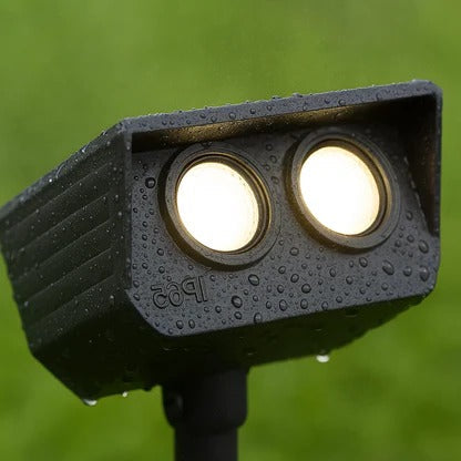 Outdoor Solar Spotlight with Adjustable Zoom Lens and RGB Color Modes
