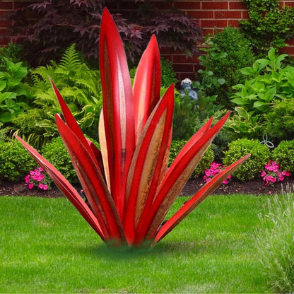 Metal Agave Plant with Rust Finish and Weather Resistant Coating