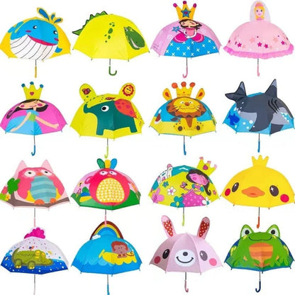 Lightweight Kids Umbrella with Rainbow Canopy and Manual Push Operation