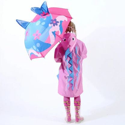 Lightweight Kids Umbrella with Rainbow Canopy and Manual Push Operation