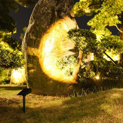 Outdoor Solar Spotlight with Adjustable Zoom Lens and RGB Color Modes
