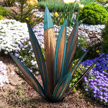 Metal Agave Plant with Rust Finish and Weather Resistant Coating