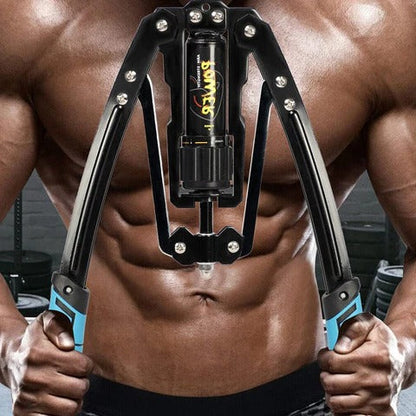 Adjustable Hydraulic Chest Exerciser with 20 Resistance Levels and Textured Grip Handles