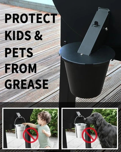 Grill Grease Collector with Reusable Liner and Sealed Lid for Pellet Grills