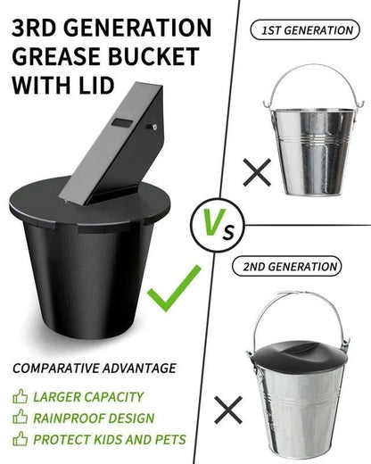 Grill Grease Collector with Reusable Liner and Sealed Lid for Pellet Grills