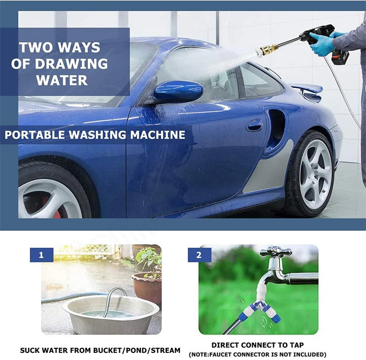 Pressure Washer - Portable, Cordless with Rechargeable Batteries and 12000 RPM Motor