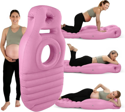Inflatable Stomach Sleeping Pillow for Pregnancy with Center Belly Cutout and Dual Air Chambers