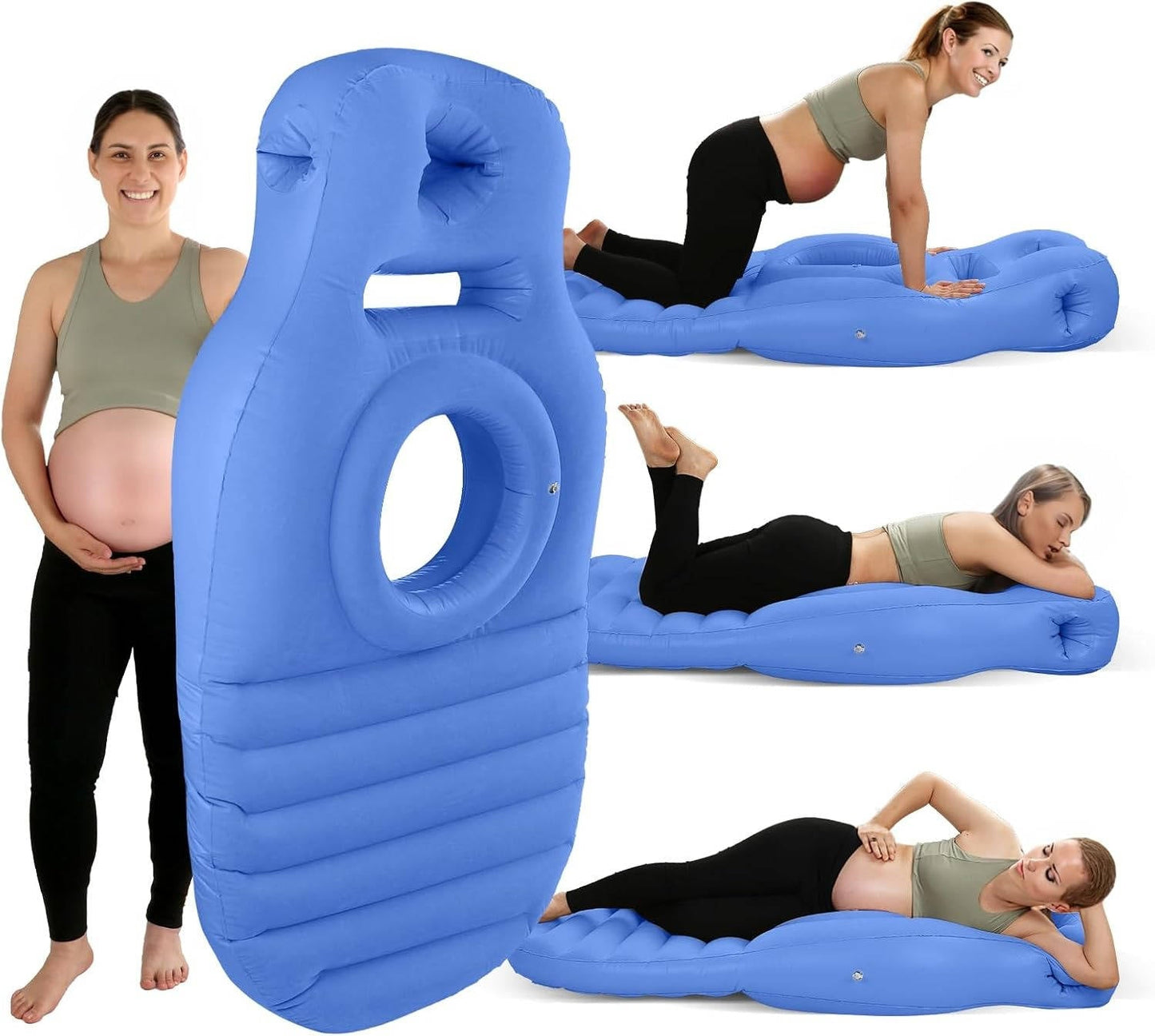 Inflatable Stomach Sleeping Pillow for Pregnancy with Center Belly Cutout and Dual Air Chambers