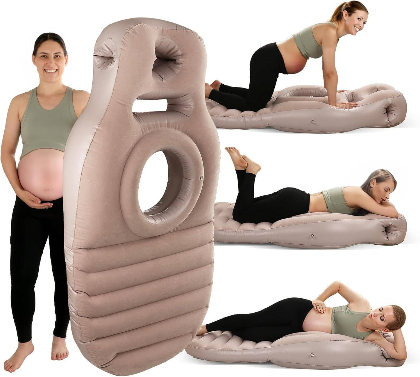 Inflatable Stomach Sleeping Pillow for Pregnancy with Center Belly Cutout and Dual Air Chambers