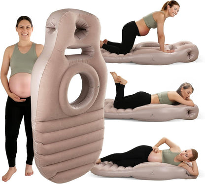 Inflatable Stomach Sleeping Pillow for Pregnancy with Center Belly Cutout and Dual Air Chambers