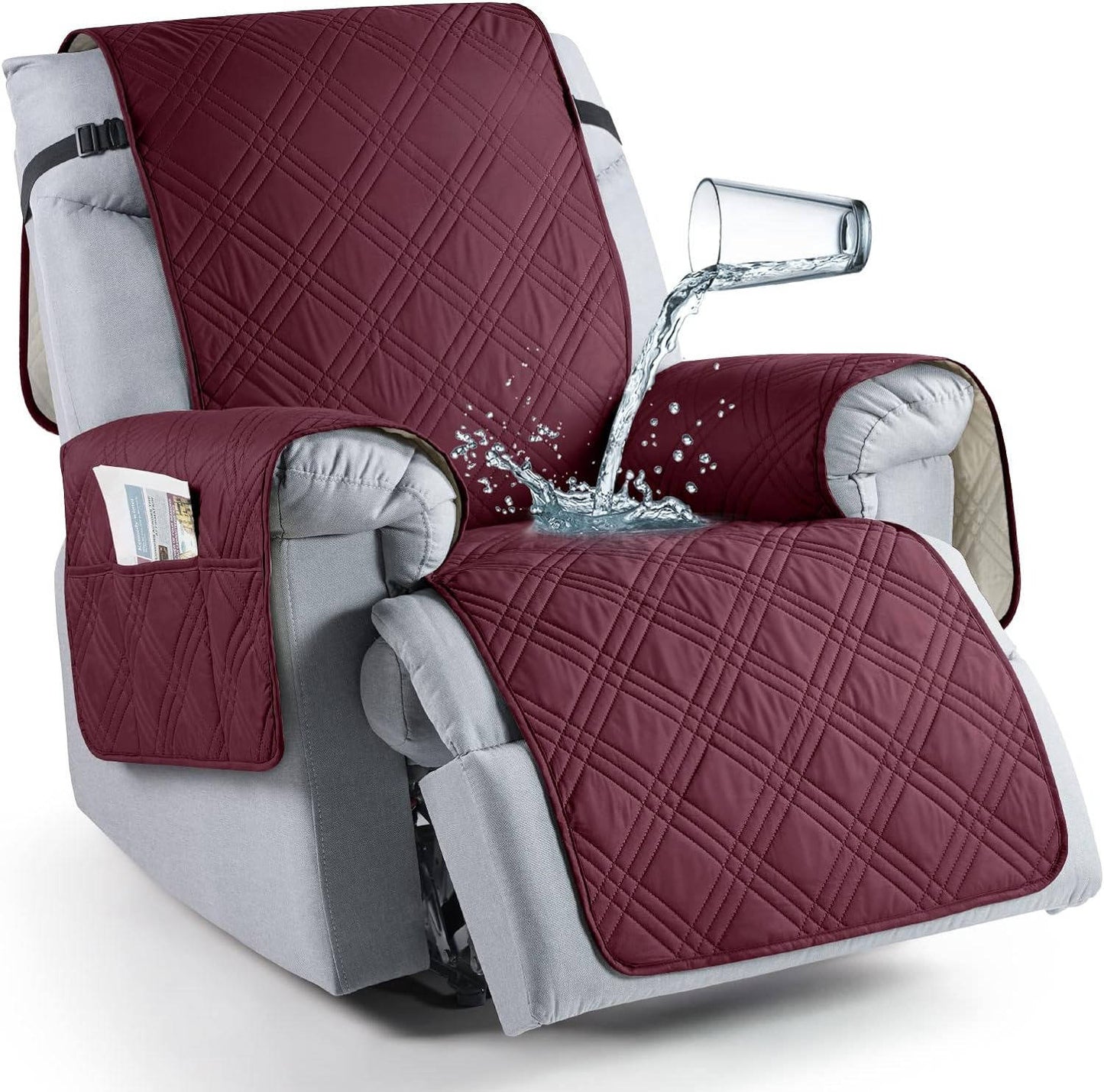 Recliner Cover with Waterproof Protection and Pet Hair Resistance, Machine Washable