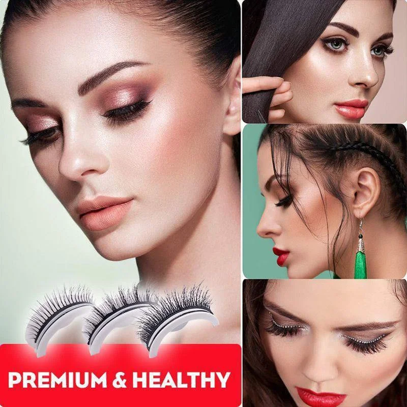 Self-Adhesive Eyelashes with Natural Fiber Curl and Replacement Strips