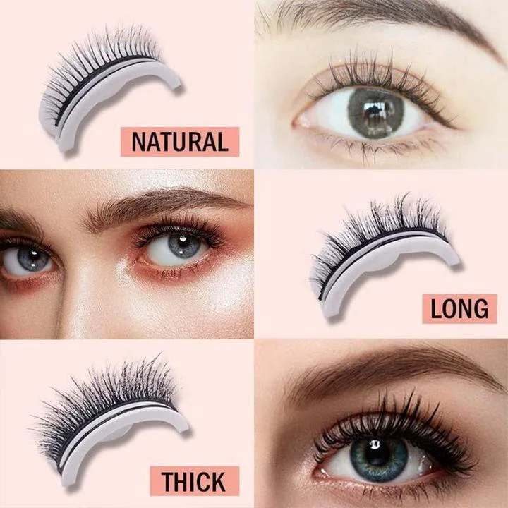 Self-Adhesive Eyelashes with Natural Fiber Curl and Replacement Strips