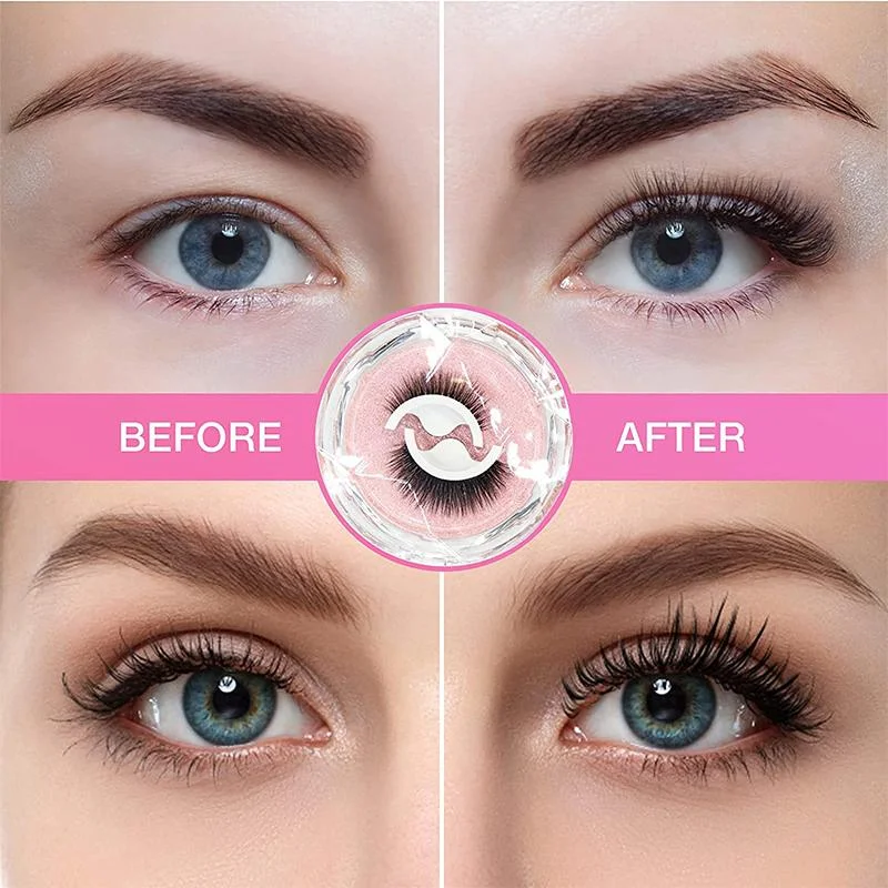 Self-Adhesive Eyelashes with Natural Fiber Curl and Replacement Strips