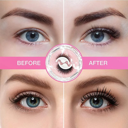 Self-Adhesive Eyelashes with Natural Fiber Curl and Replacement Strips