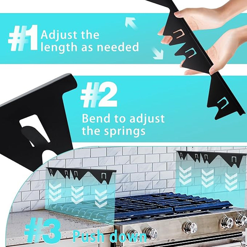 Adjustable Stainless Steel Stove Gap Filler with Spring Tension, Heat Resistant