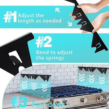 Adjustable Stainless Steel Stove Gap Filler with Spring Tension, Heat Resistant