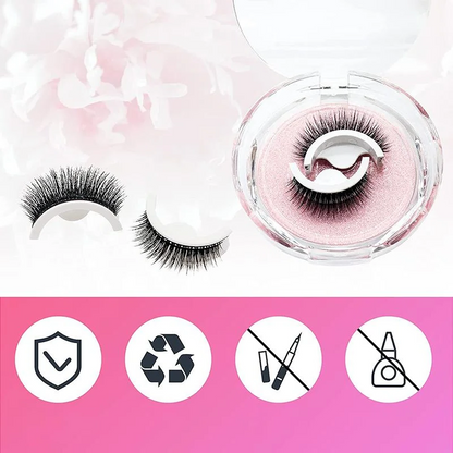Self-Adhesive Eyelashes with Natural Fiber Curl and Replacement Strips