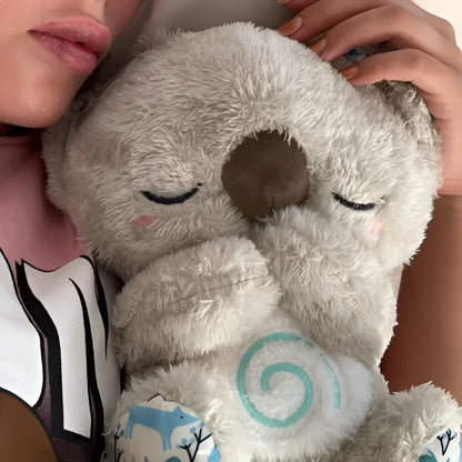 Breathing Koala Plush Toy with Heartbeat Sounds and Chest Light, Auto Timer