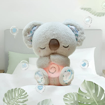 Breathing Koala Plush Toy with Heartbeat Sounds and Chest Light, Auto Timer