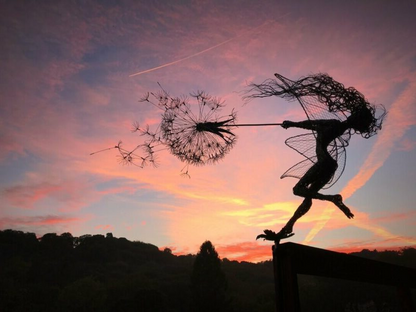 Metal Fairy Garden Stakes with Dandelion Design, 25-45 Inches Tall