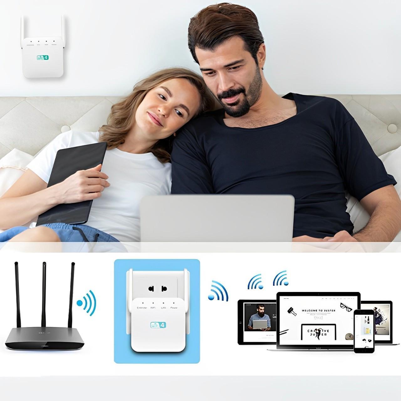 WiFi Signal Repeater with Wall Penetrating Antenna and Multi-Device Support