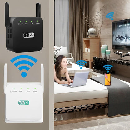 WiFi Signal Repeater with Wall Penetrating Antenna and Multi-Device Support